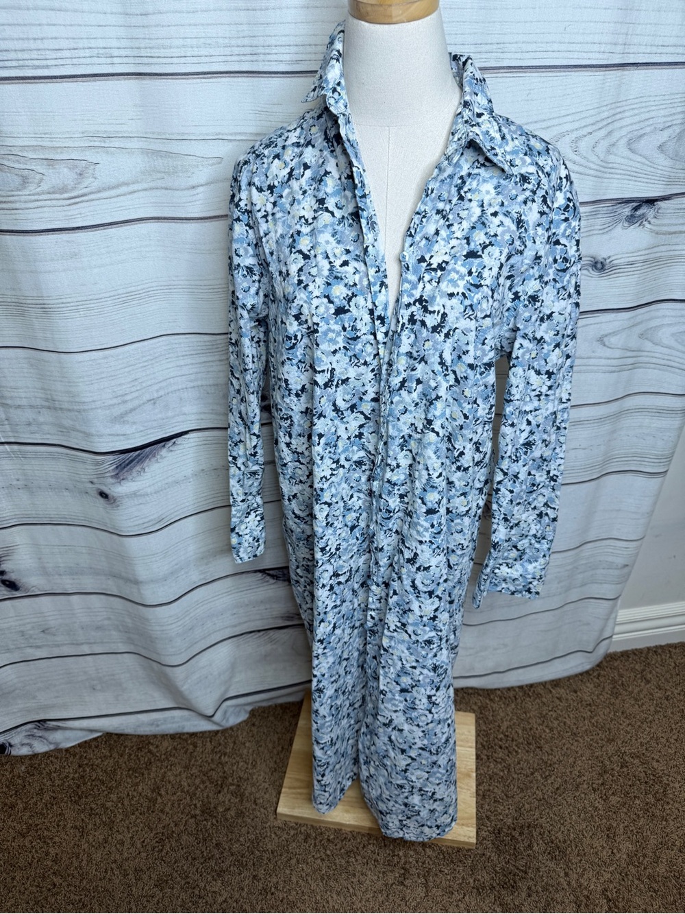 H&M Light Blue Floral button down dress